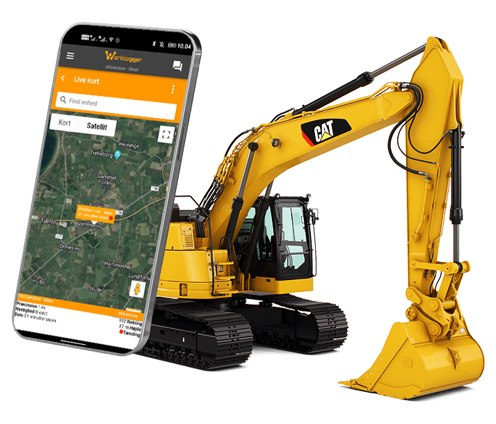 GPS flådestyring med Workloggers app og gravemaskine
