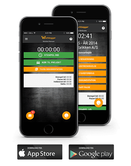 Worklogger appen sneakpeak med download fra app store